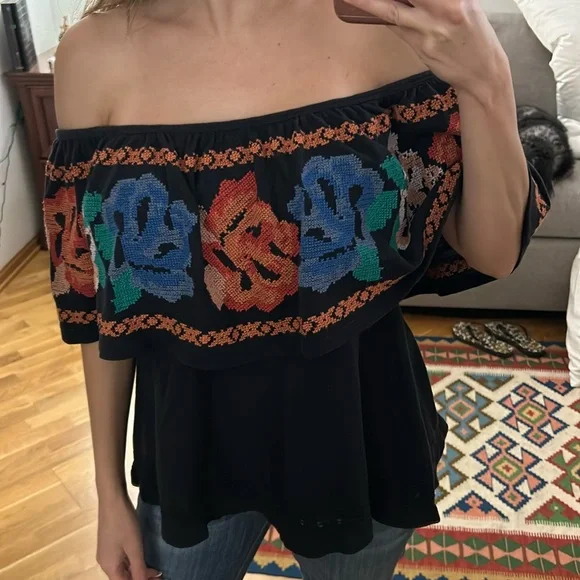 Free People Floral print off the shoulder top - Picture 3 of 4